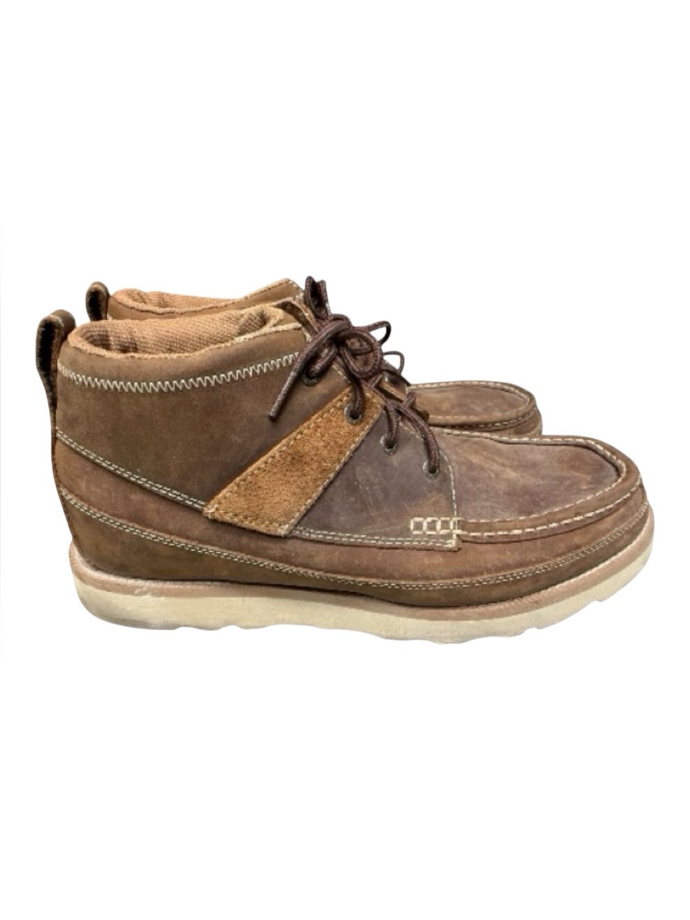 TWISTED X MEN'S BROWN OILED SADDLE CREPE WEDGE STEEL TOE LACE UP Shoes 13